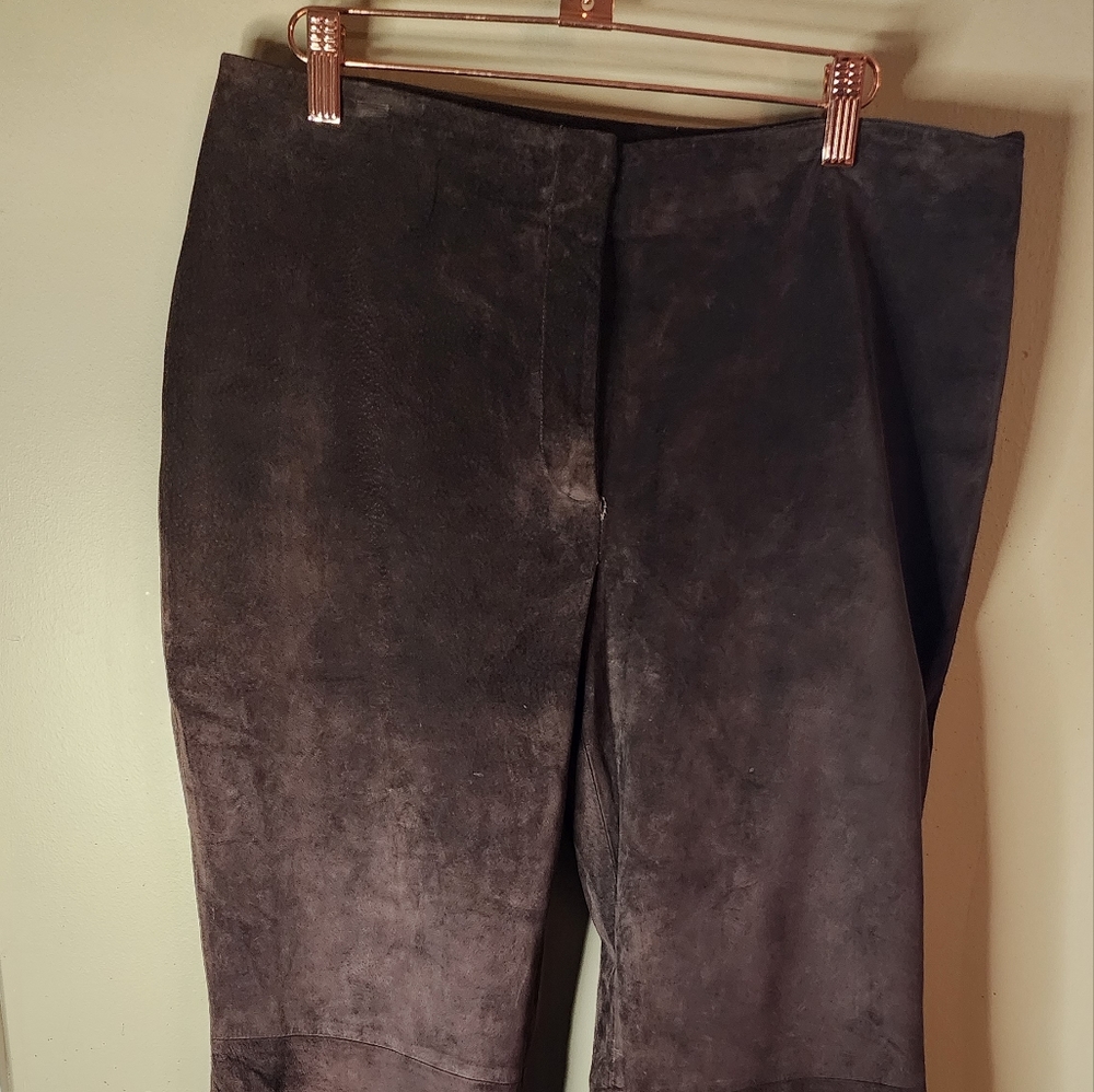 Suede pants brown/chocolate size 14 p Apostrophe genuine leather